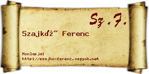 Szajkó Ferenc névjegykártya